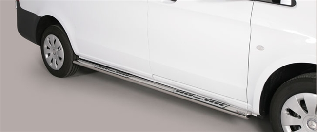 Side bars med trin fra Mach i rustfri stål - Fås i sort og blank til Mercedes Vito kort model årg. 10>