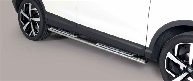 Side bars med trin fra Mach i rustfri stål - Fås i sort og blank til Nissan Qashqai årg. 14+