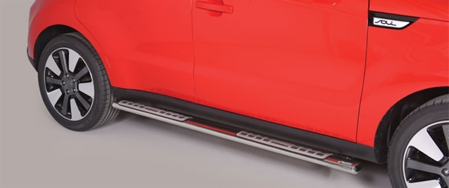 Side bars med trin i rustfri stål - Blank til Kia Soul årg. 14+