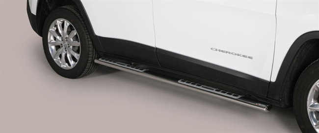 Side bars med trin i rustfri stål - Blank til Jeep Cherokee  årg. 14+
