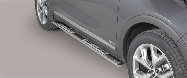 Side bars med trin i rustfri stål - Blank til Kia Sorento årg. 15+