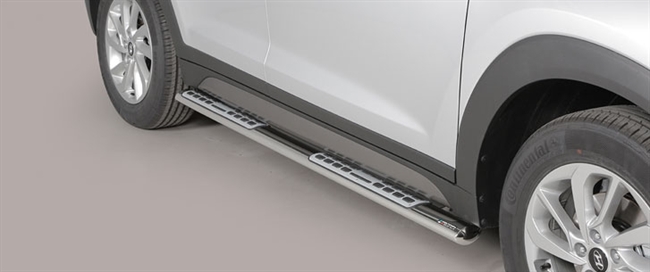 Side bars med trin i rustfri stål - Blank til Hyundai Tucson årg. 04-14
