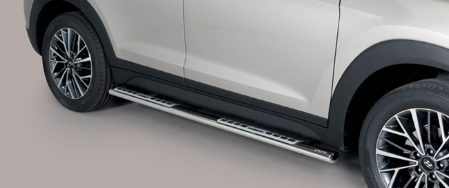 Side bars med trin i rustfri stål - Blank til Hyundai Tucson årg. 15+