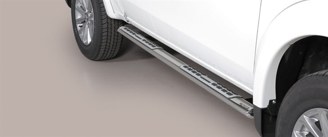 Side bars med trin i rustfri stål - Blank til Mitsubishi L200 Extra Cab årg. 15+