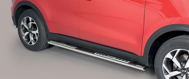 Side bars med trin i rustfri stål - Blank til Kia Sportage årg. 16+