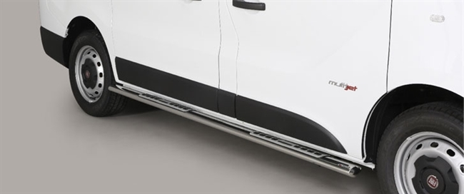 Side bars med trin fra Mach i rustfri stål - Fås i sort og blank til Fiat Talento kort model årg. 16>