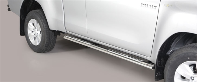 Side bars i rustfri stål - Blank til Toyota Hilux Extra Cab årg. 16>