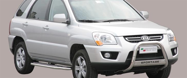 A-bar City EU godkendt - Blank i rustfri stål med logo til Kia Sportage årg. 08-10