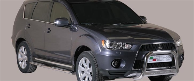 A-bar City EU godkendt - Blank i rustfri stål med logo til Mitsubishi Outlander årg. 10-12