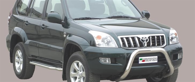 Frontbøjle (Super Bar) - EU godkendt - Fås i sort og blank - i rustfri stål til Toyota Landcruiser 120/125 årg. 03+