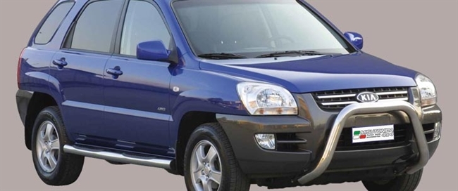 Frontbøjle (Super Bar) EU godkendt - Blank i rustfri stål til Kia Sportage årg. 04-08