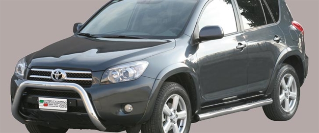 Frontbøjle (Super Bar) EU godkendt - Blank i rustfri stål til Toyota Rav4 årg. 05-09