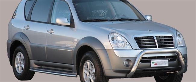 Frontbøjle (Super Bar) EU godkendt - Blank i rustfri stål til SsangYong Rexton II årg. 06+