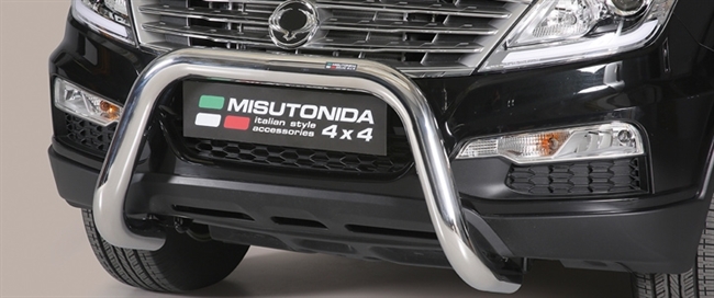 Frontbøjle (Super Bar) EU godkendt - Blank i rustfri stål til SsangYong Rexton W årg. 13+