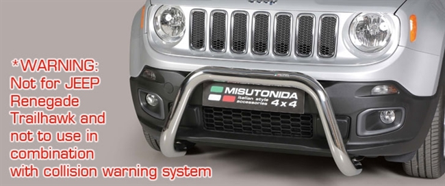 Frontbøjle (Super Bar) EU godkendt - Blank i rustfri stål til Jeep Renegade årg. 14-17