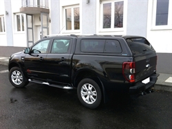 Hardtop fra Aeroklas m/pop-out sideruder med centrallås lakeret i bilen's farve til Ford Ranger Double Cab Årgang 2012-