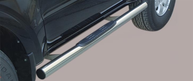 Side bars med trin fra Mach i rustfri stål - Fås i sort og blank til Pajero 2.5/3.2 GL/GLX 3 dørs årg. 00-07