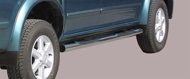 Side bars med trin i rustfri stål - Blank til Isuzu D-Max årg. 03-06