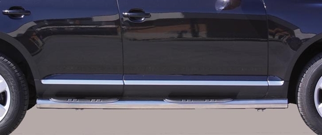 Side bars med trin i rustfri stål - Blank til VW Touareg årg. 02+
