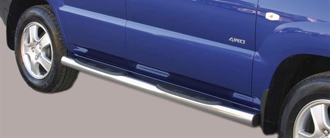 Side bars med trin i rustfri stål - Blank til Kia Sportage årg. 04-08