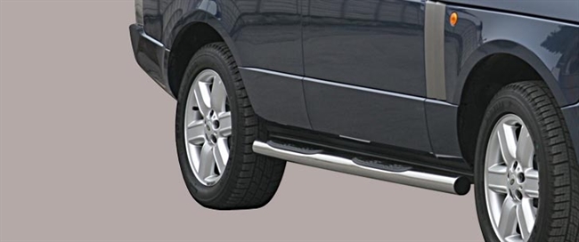 Side bars med trin fra Mach i rustfri stål - Fås i sort og blank til Range Rover årg. 05-08