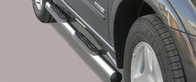 Side bars med trin i rustfri stål - Blank til SsangYong Kyron årg. 06-07