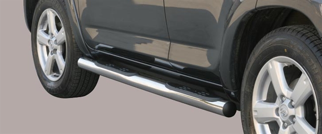Side bars med trin fra Mach i rustfri stål - Fås i sort og blank til Toyota Rav4 årg. 05-09