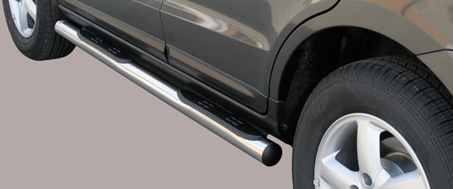 Side bars med trin i rustfri stål - Blank til Hyundai Santa Fe årg. 10-12
