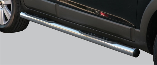 Side bars (trinbrædder) med trin fra Mach i rustfri stål - Fås i sort og blank til Chevrolet Captiva årg. MK1