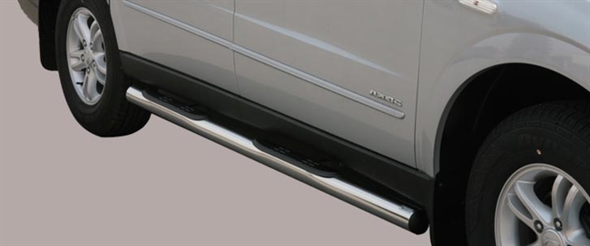 Side bars med trin i rustfri stål - Blank til SsangYong Actyon Sports årg. 07-12