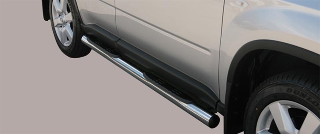 Side bars med trin i rustfri stål - Blank til Nissan X-Trail årg. 07-10