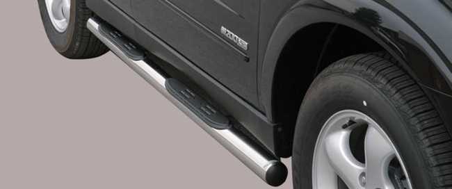 Side bars med trin i rustfri stål - Blank til Kyron årg. 07+