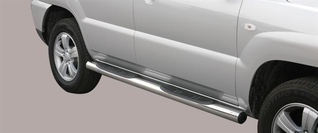 Side bars med trin i rustfri stål - Blank til  Kia Sportage årg. 08-10