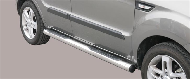 Side bars med trin i rustfri stål - Blank til Kia Soul årg. 09-13