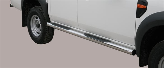 Side bars med trin i rustfri stål - Blank til Ford Ranger Double Cab årg. 09-11
