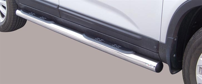 Side bars med trin i rustfri stål - Blank til Kia Sorento årg. 09-12