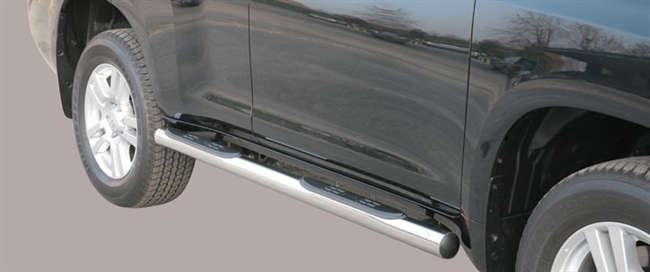 Side bars med trin fra Mach i rustfri stål - Fås i sort og blank til Toyota Landcruiser 150 5 dørs årg. 09+