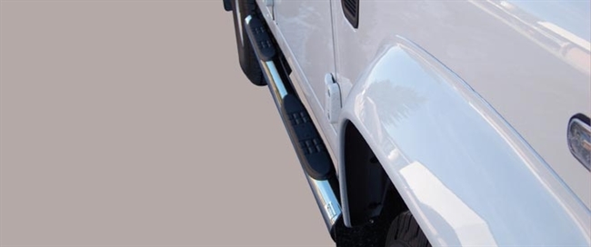 Side bars med trin i rustfri stål - Blank til Land Rover Defender 90