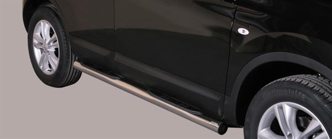 Side bars med trin fra Mach i rustfri stål - Fås i sort og blank til Nissan Qashqai årg. 10-13