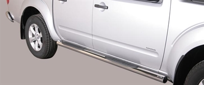 Side bars med trin i rustfri stål - Blank til Navara/King Cab årg. 10>