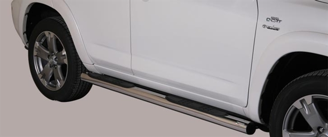 Side bars med trin fra Mach i rustfri stål - Fås i sort og stål til Toyota Rav4 årg. 10-12