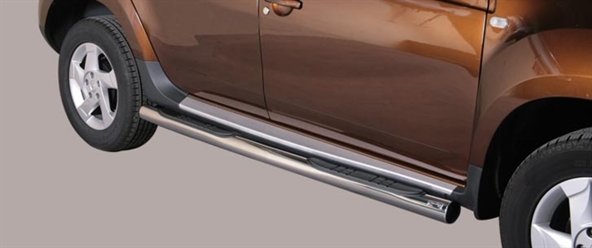 Side bars med trin i rustfri stål - Fås i sort og blank til Dacia Duster årg. 10-18