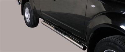 Side bars med trin fra Mach i rustfri stål - Fås i sort og blank til Navara/King Cab Single & Extra Cab årg. 05>