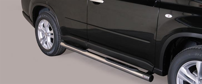 Side bars med trin fra Mach i rustfri stål - Fås i sort og blank til Nissan X-Trail årg. 11-14