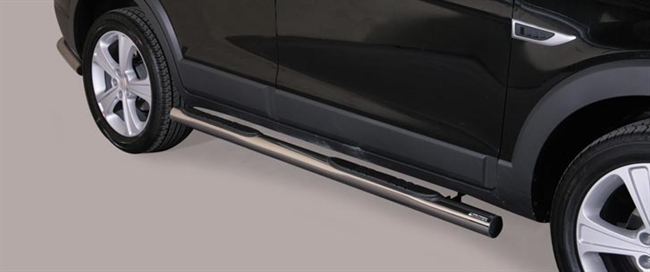 Side bars med trin fra Mach i rustfri stål - Fås i sort og blank til Chevrolet Captiva årg. 11>