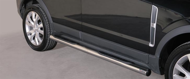 Side bars med trin i rustfri stål - Blank til Opel Antara årg. 11+
