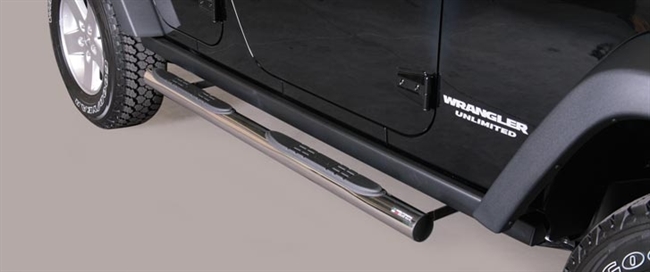 Side bars med trin i rustfri stål - Blank til Jeep Wrangler årg. 11+