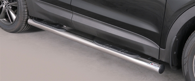Side bars med trin i rustfri stål - Blank til Hyndai Santa Fe årg. 12>