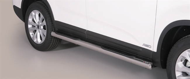 Side bars med trin i rustfri stål - Blank til Kia Sorento årg. 12-15