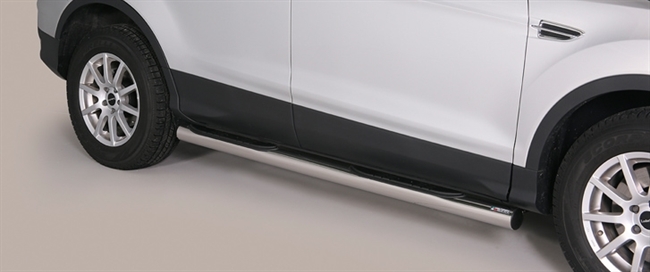 Side bars med trin i rustfri stål - Blank til Ford Kuga årg. 13-16